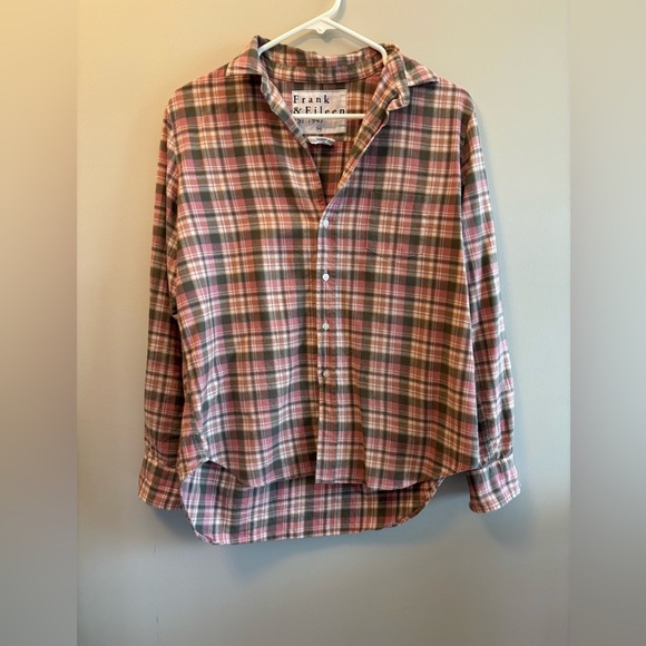 Frank & Eileen Tops - Frank & Eileen Women's Relaxed Pink and Gray Melange Plaid Flannel Size XS